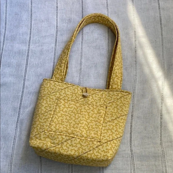 Handmade Yellow Patterned Tote Bag. - Picture 5 of 13